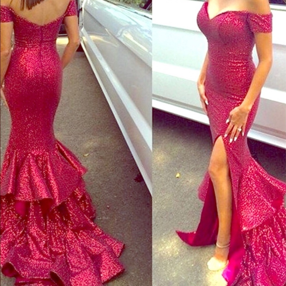 Red sequin evening gown